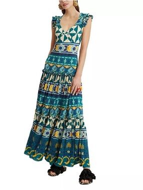 La DoubleJ Pimento Maxi Dress Casareale Emerald Print SizeSMALL $1590 Retail